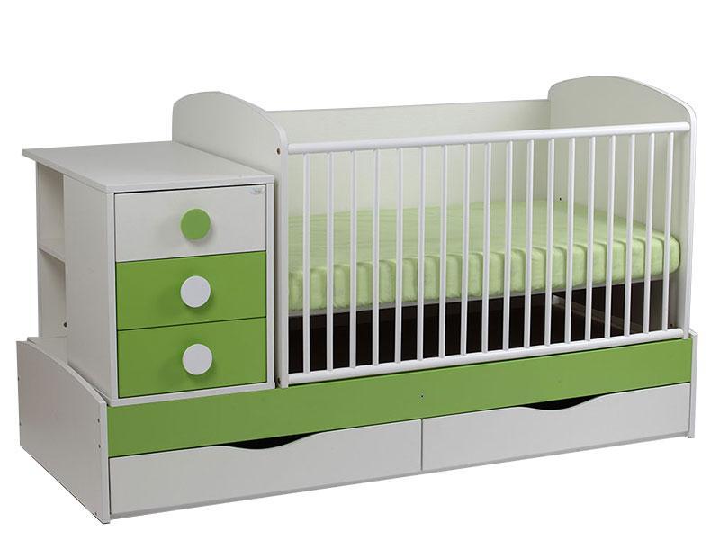 Patut Copii Transformabil MyKids Silence Alb-Verde 7100