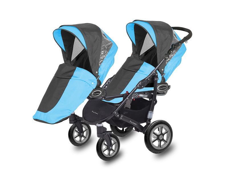 Carucior Pentru Gemeni MyKids Twinni Blue 3 In 1