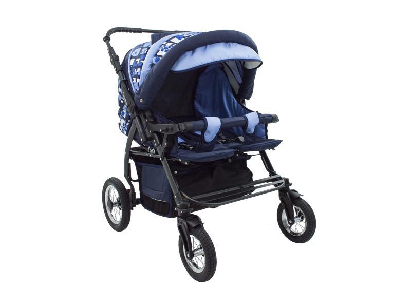 Carucior Pentru Gemeni MyKids Duet Albastru-Negru1