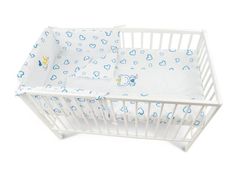 Lenjerie MyKids Cu Broderie Prince Inimi Albastru 5 Piese 120x60