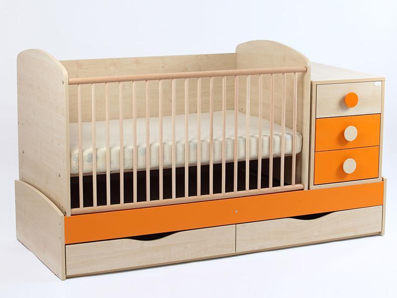 Patut Transformabil MYKIDS Silence Natur Orange Cu Leg 4058