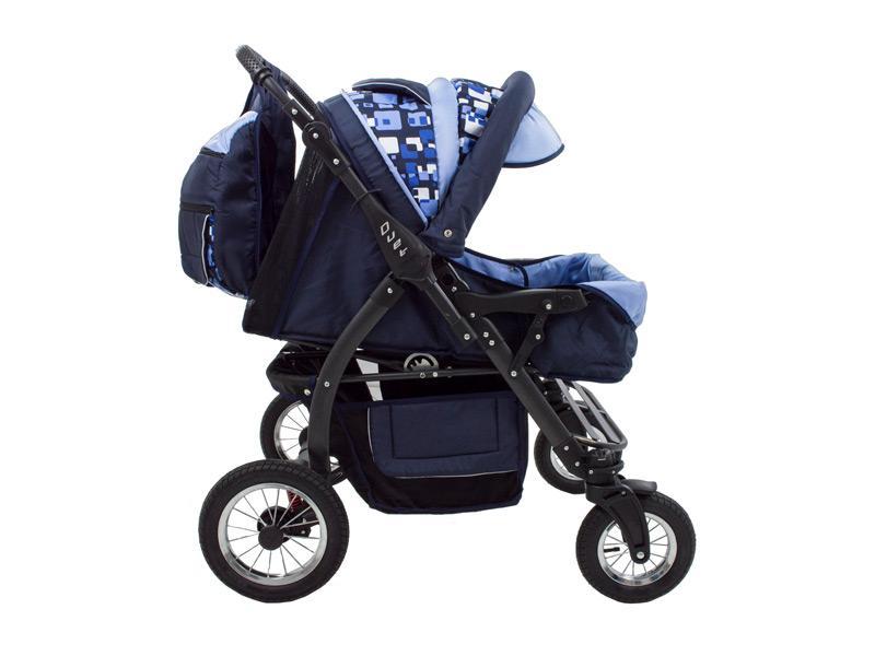 Carucior Pentru Gemeni MyKids Duet Albastru-Negru1
