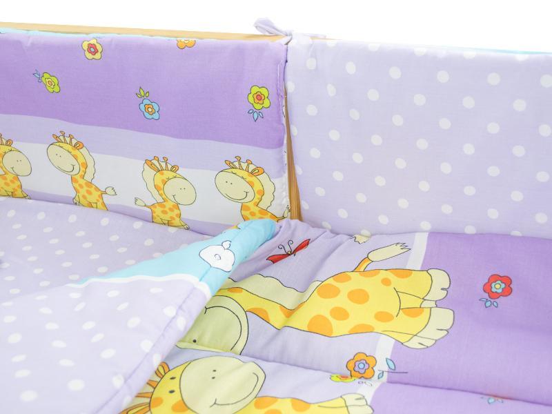 Lenjerie MyKids Happy Giraffe Mov 4+1 Piese 120x60 cm