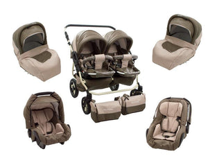 Carucior Pentru Gemeni MyKids Solar DUO Maro-Crem