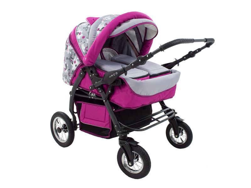 Carucior Pentru Gemeni MyKids Duet Roz-Gri 2