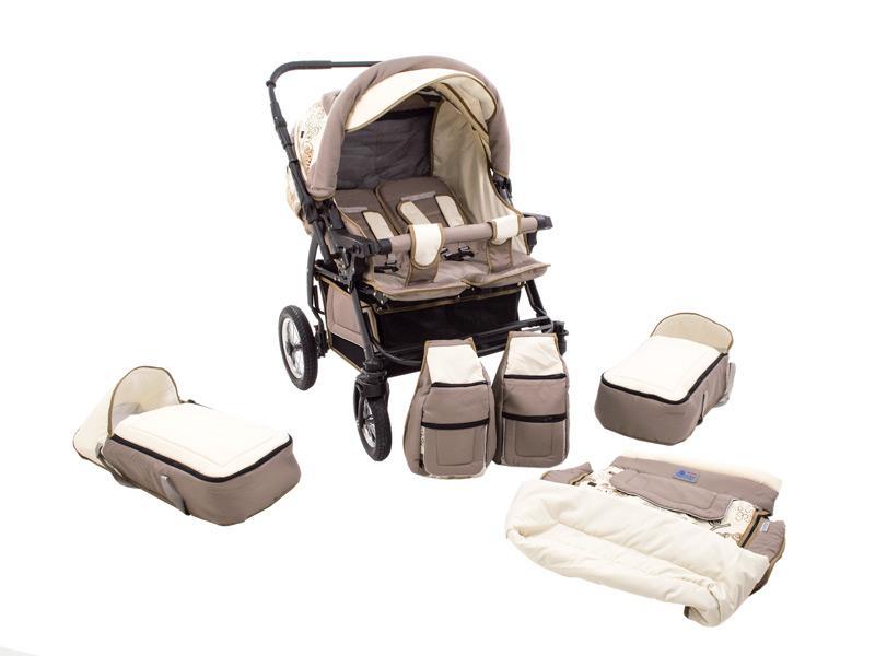 Carucior Pentru Gemeni MyKids Duet Maro Deschis-Bej