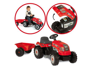 Tractor copii Smoby 033045 Farmer Red cu remorca si pedale