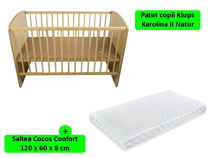 Patut fara sertar KLUPS Karolina II Natur + Saltea 8 MyKids