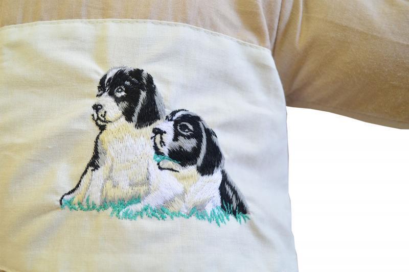 Sac bebe brodat pentru carucior Catelus Crem