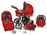 Carucior Copii 3 In 1 Kunert Silver Rosu Cerculete