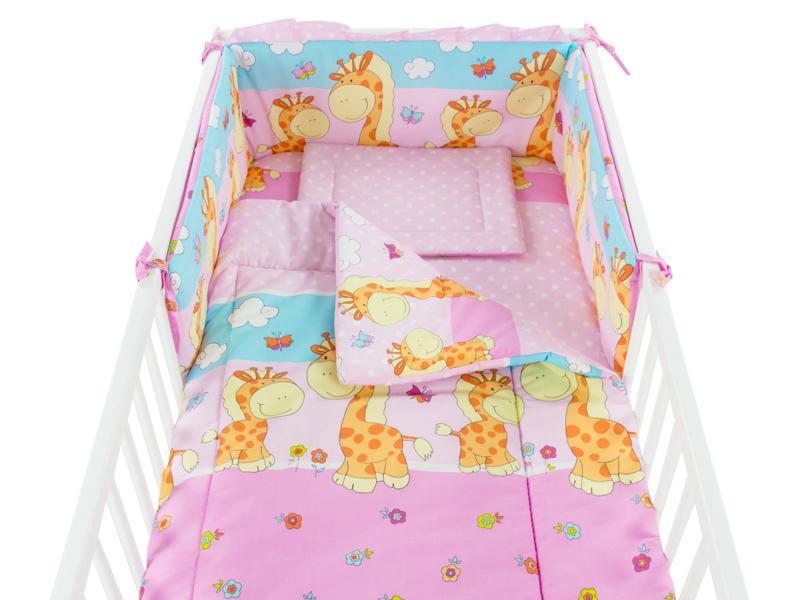 Lenjerie MyKids Happy Giraffe Roz 5 Piese 120x60 cm