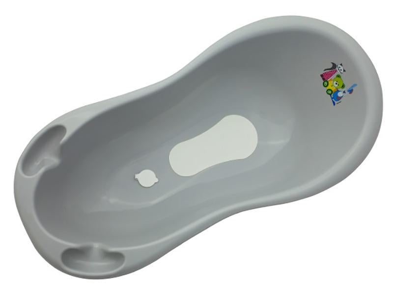 Cadita Baie Bebe cu Evacuare si Termometru MyKids Little Bear and Friends 100 cm Gri