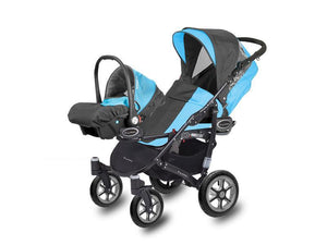 Carucior Pentru Gemeni MyKids Twinni Blue 3 In 1