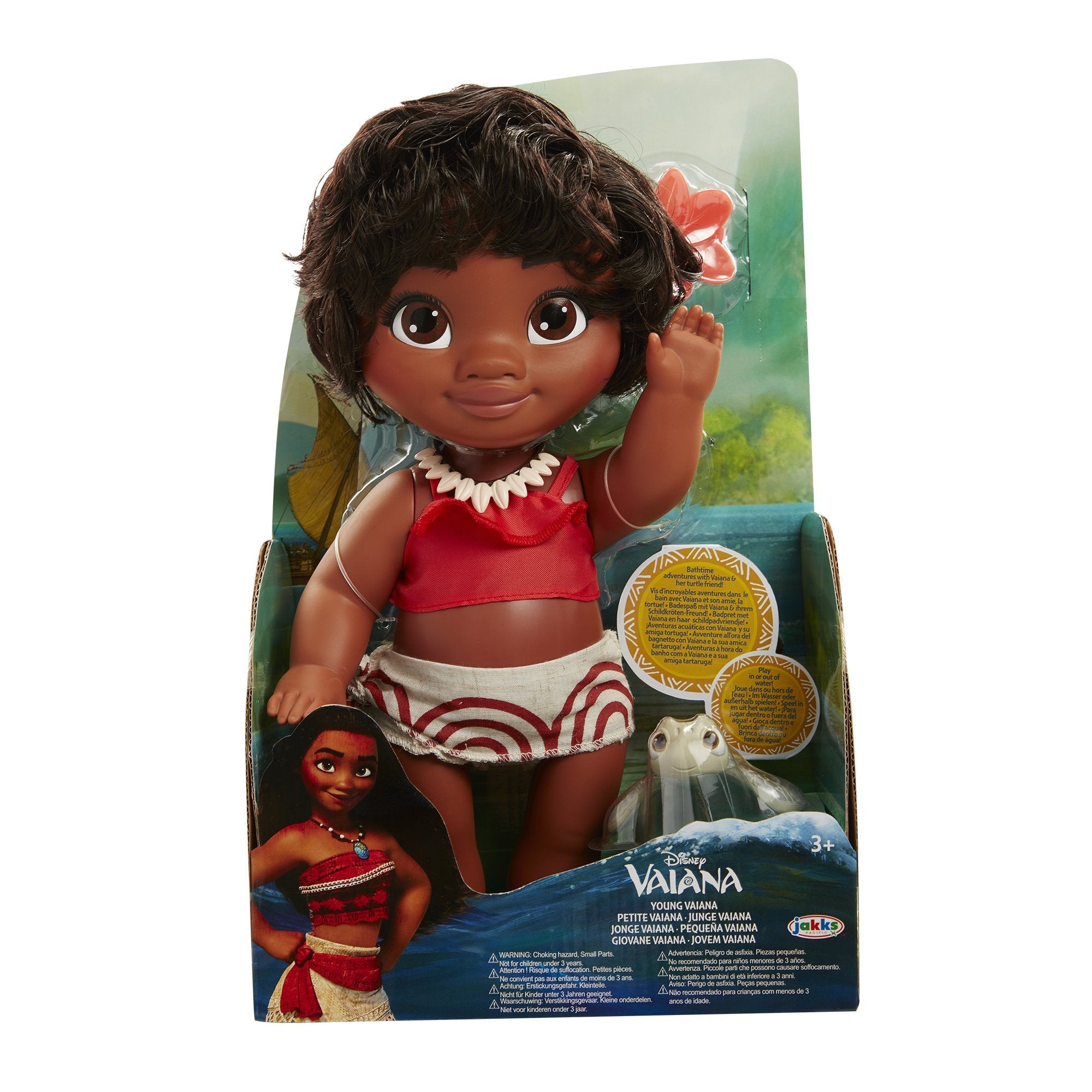 Păpuşă Vaiana (mică) cu colier, floare si broscuta testoasa