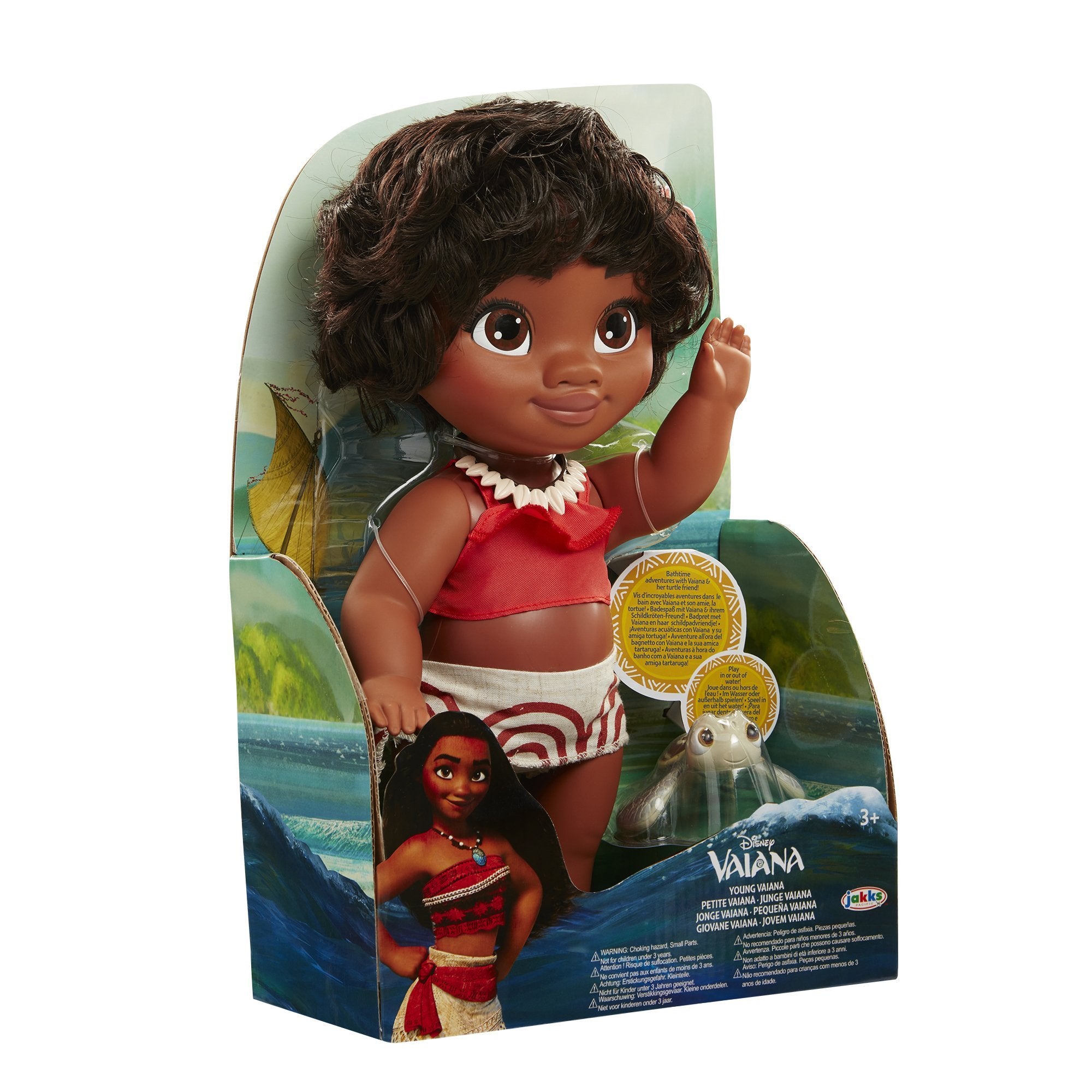 Păpuşă Vaiana (mică) cu colier, floare si broscuta testoasa