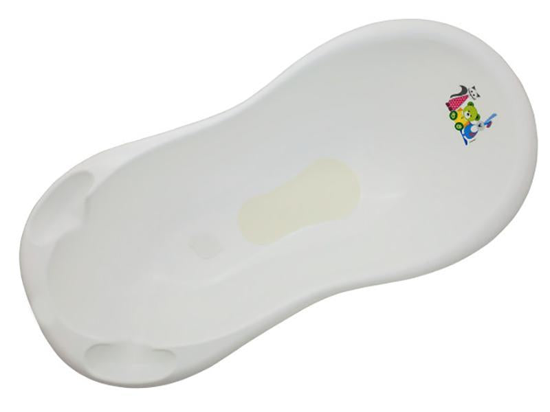 Cadita Baie Bebe cu Evacuare si Termometru MyKids Little Bear and Friends 100 cm Alb