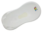 Cadita Baie Bebe cu Evacuare si Termometru MyKids Little Bear and Friends 100 cm Alb