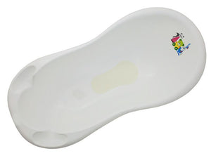 Cadita Baie Bebe cu Evacuare si Termometru MyKids Little Bear and Friends 100 cm Alb