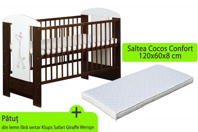 Patut fara sertar KLUPS Safari Giraffe Wenge + Saltea 8 MyKids