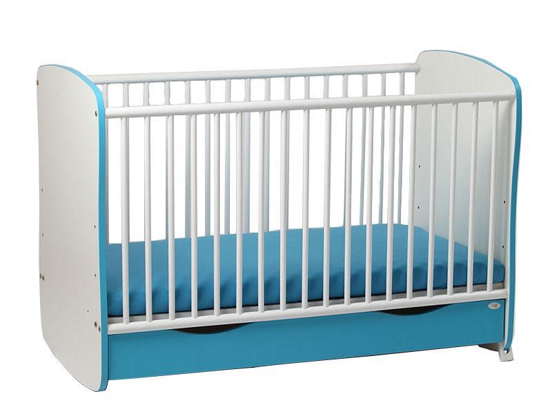 Patut Copii Lemn Sertar MyKids Serena cu leganare Turcoaz-Alb 7700