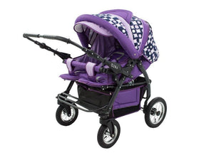 Carucior Pentru Gemeni MyKids Duet Mov Inchis-Mov Deschis