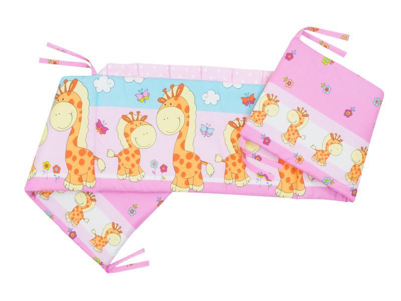 Lenjerie MyKids Happy Giraffe Roz 4 Piese 140x70