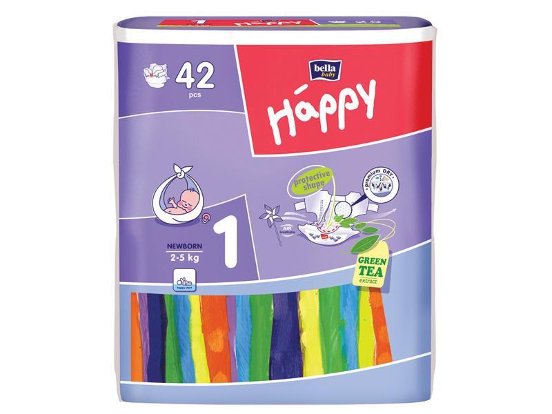 Scutece HAPPY 1 Newborn (2-5 Kg) 42 BUC