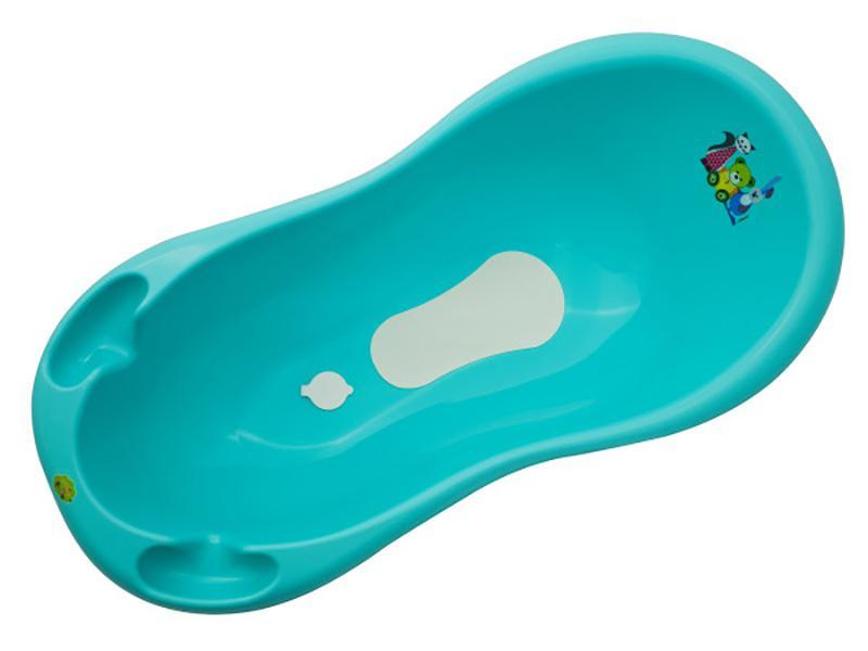 Cadita Baie Bebe cu Evacuare si Termometru MyKids Little Bear and Friends 100 cm Turquoise