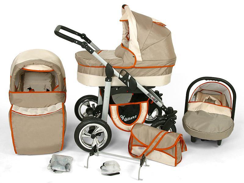 Carucior Copii 3 In 1 Kunert Silver Capuccino