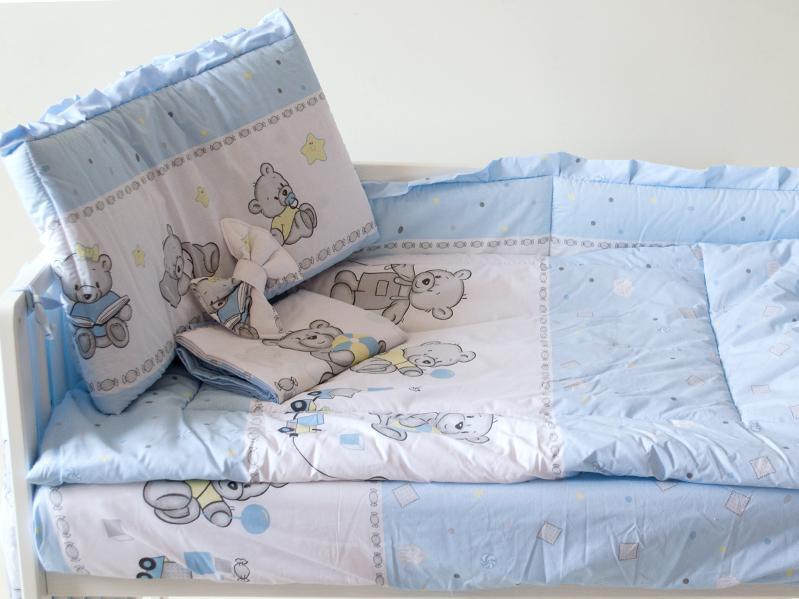 Lenjerie MyKids Teddy Toys Albastru 4+1 Piese 120x60