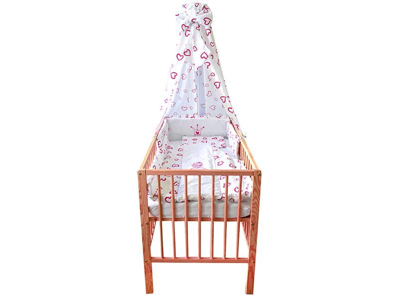 Lenjerie MyKids Cu Broderie Princess Inimi Rosu 5 Piese 120x60