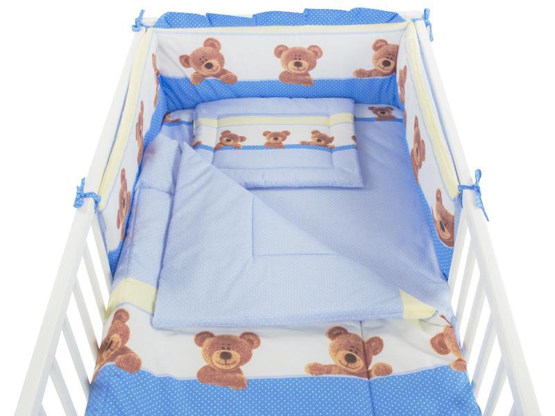 Lenjerie MyKids Teddy Bulinuta Albastru 5 Piese 120x60 cm