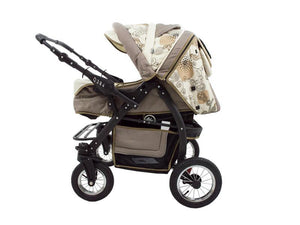 Carucior Pentru Gemeni MyKids Duet Maro Deschis-Bej