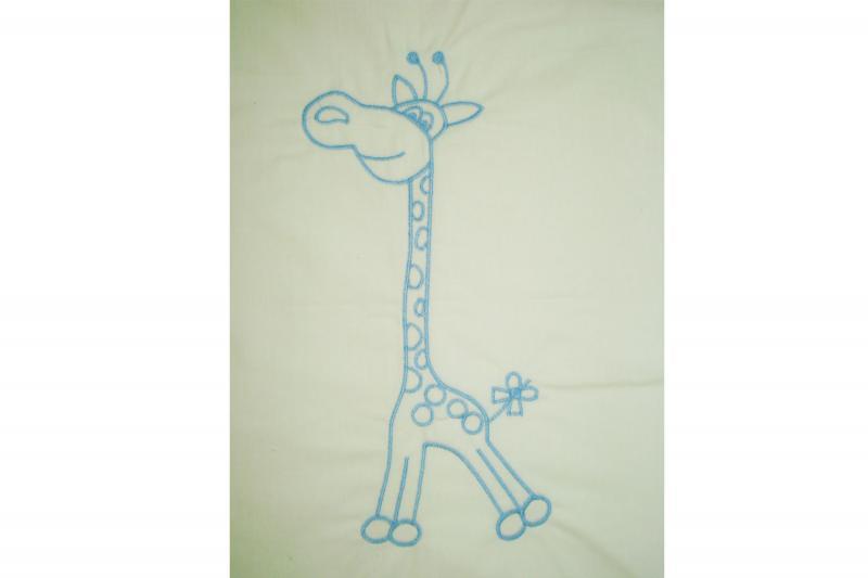 Lenjerie MyKids Cu Broderie Giraffe Albastru 5 Piese 120x60