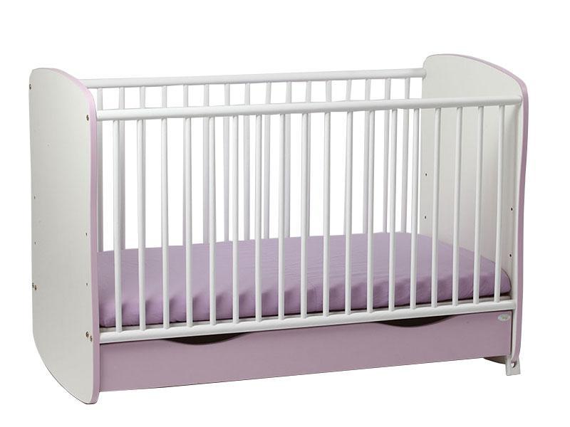 Patut Copii Lemn Sertar MyKids Serena cu leganare Mov-Alb 7698