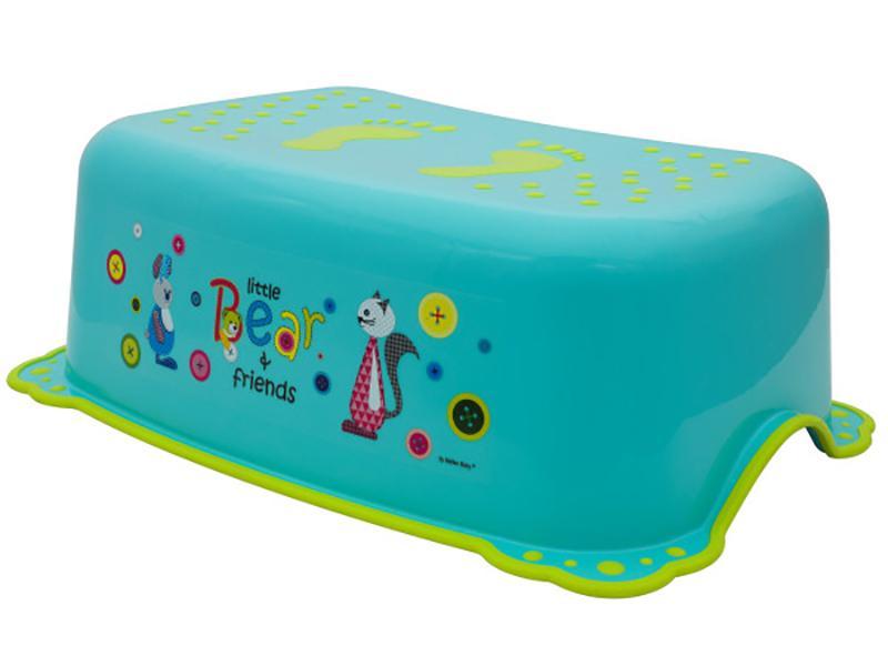 Taburet Inaltator Baie Copii MyKids Little Bear and Friend cu sistem antialunecare Turquoise