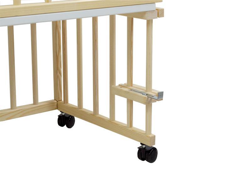 Patut copii lemn fara sertar KLUPS Piccolo Due Natur-Roz Cu Saltea