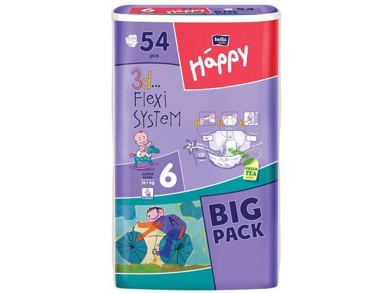 Scutece HAPPY 6 Junior Extra (16 Plus Kg) 54 BUC