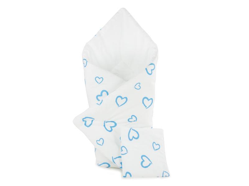 Perna infasat bebe MyKids cu pernita CADOU Inimi Albastru