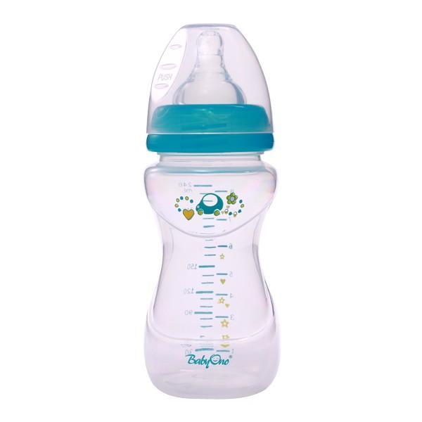 Biberon copii anticolici de la 0 luni cu gatul larg Baby Ono 1211 240 ml
