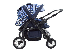 Carucior Pentru Gemeni MyKids Duet Albastru-Negru1