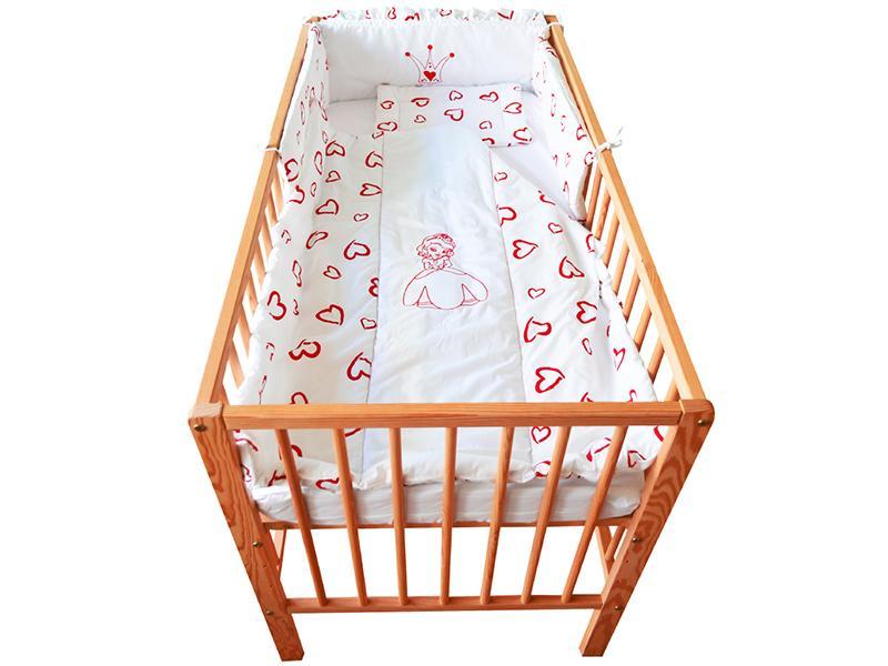 Lenjerie MyKids Cu Broderie Princess Inimi Rosu 5 Piese 120x60