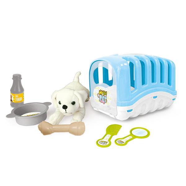 Catelus cu cusca si accesorii My First Pet albastru - Dolu