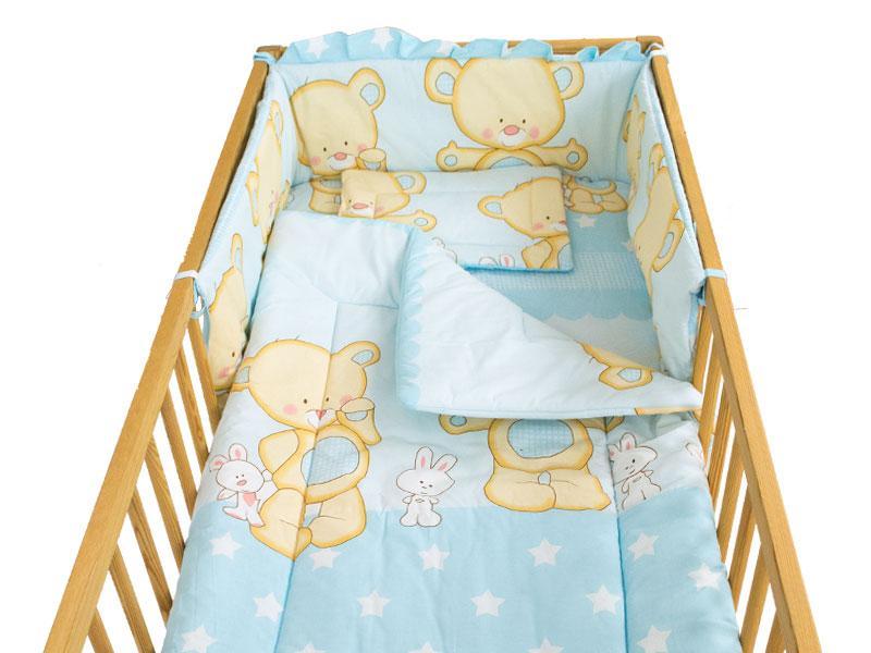 Lenjerie MyKids Teddy Iepuras Albastru 4+1 Piese 120x60