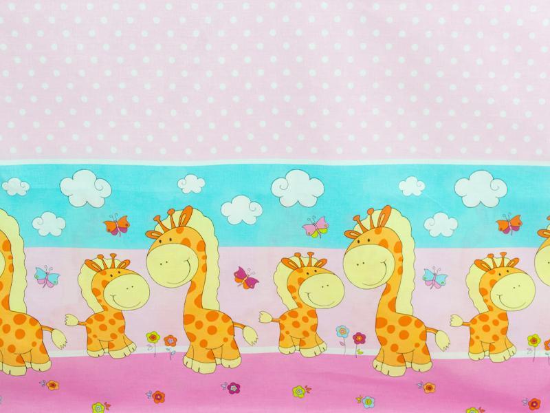 Lenjerie MyKids Happy Giraffe Roz 4 Piese 120x60