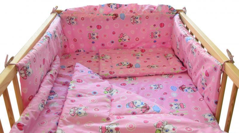 Lenjerie MyKids Pisicuta Roz 4 Piese 140x70