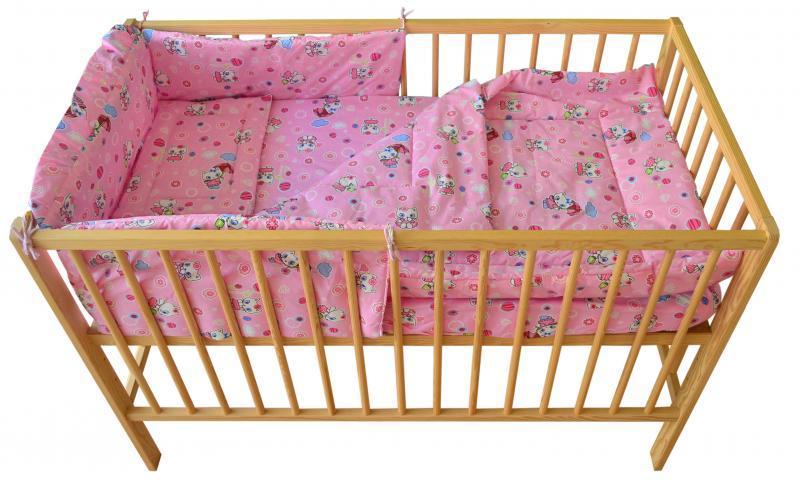 Lenjerie MyKids Pisicuta Roz 4 Piese 140x70