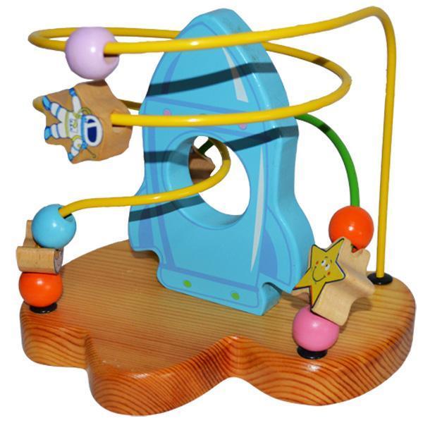 Jucarie bebe Naveta spatiala cu labirint lemn + metal