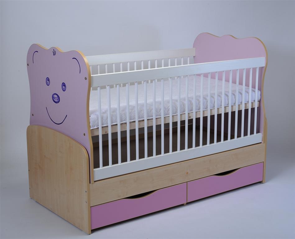 Patut Transformabil MYKIDS Teddy Natur-Roz Cu Leg 3611