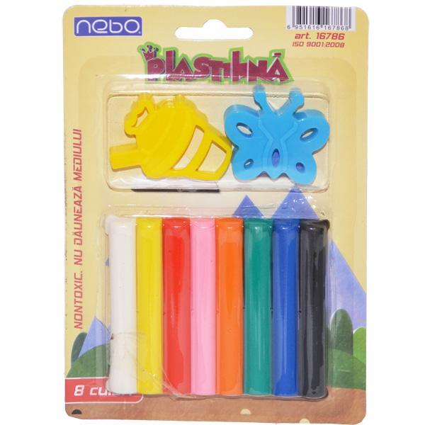 Plastilina 8 culori cu forme - NEBO